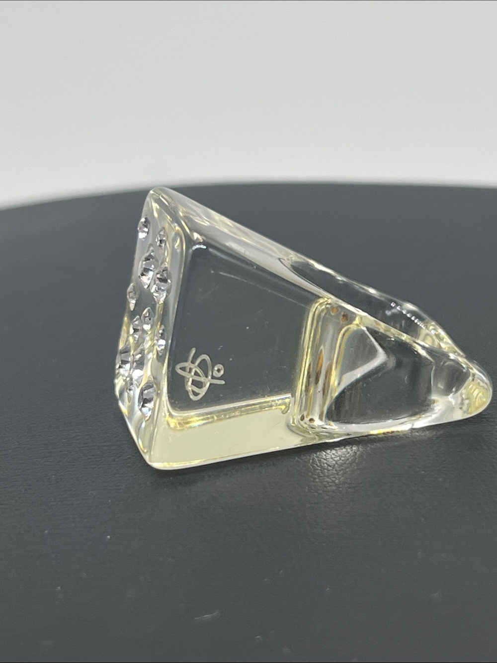 Clear signed Sobrel rhinestone ring size 8